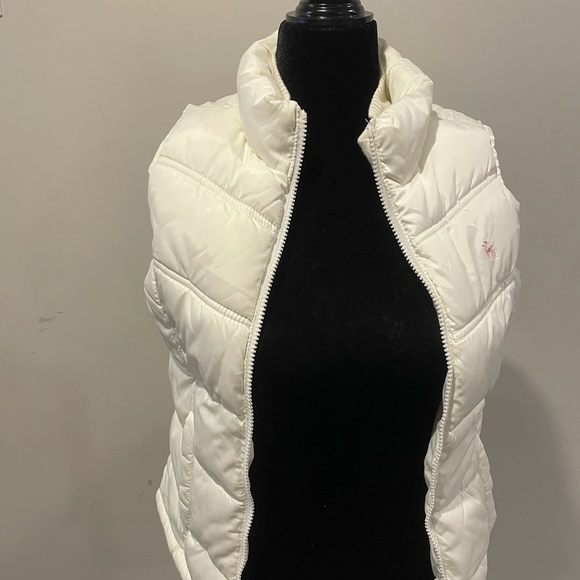 EUC OLD NAVY GIRLS WHITE PINK DEER LOGO PUFFY VEST XL - Picture 3 of 13